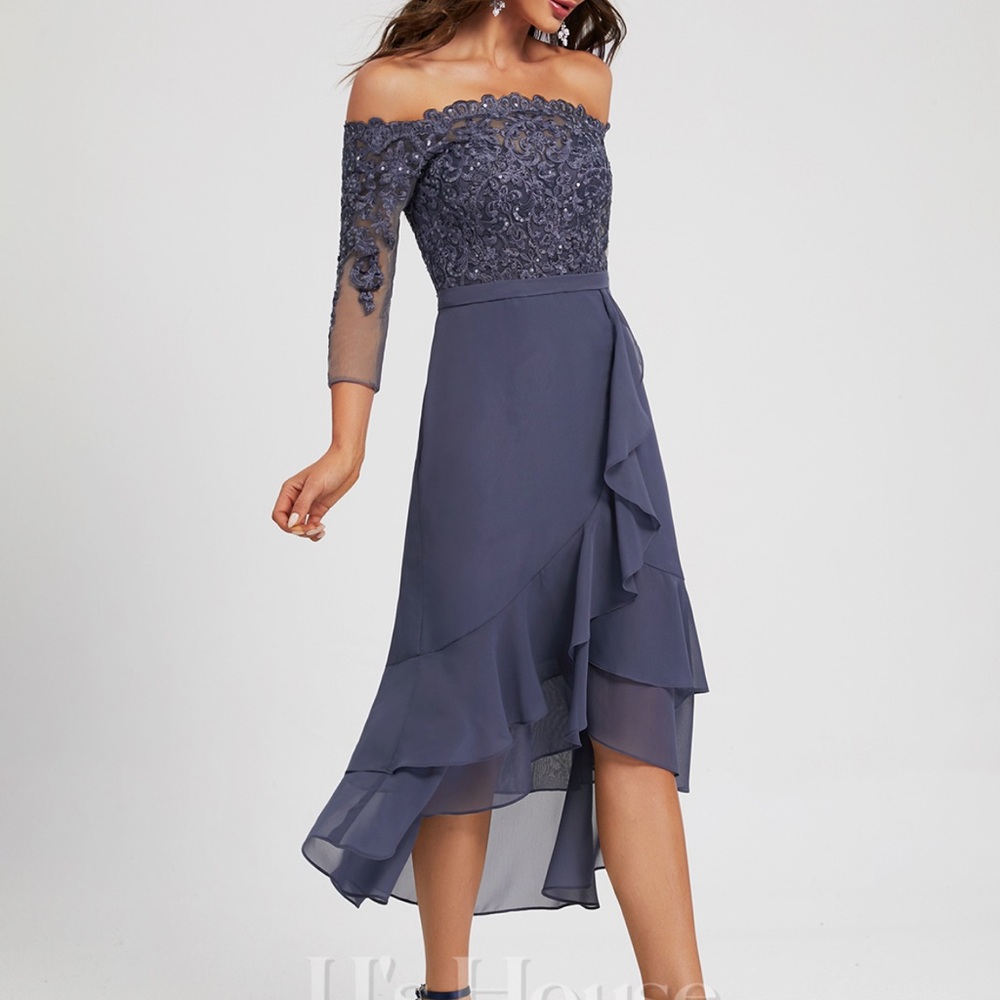 Cocktail dress Off the shoulder asymmetrical sequined top size 0 NWT